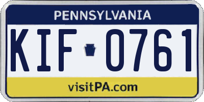 PA license plate KIF0761