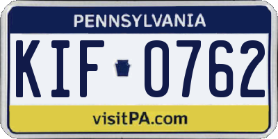 PA license plate KIF0762