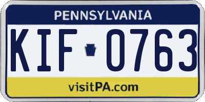 PA license plate KIF0763