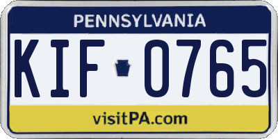 PA license plate KIF0765