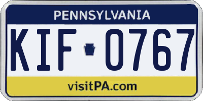 PA license plate KIF0767