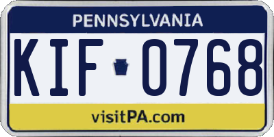 PA license plate KIF0768