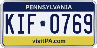 PA license plate KIF0769