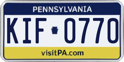 PA license plate KIF0770