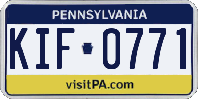 PA license plate KIF0771