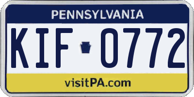 PA license plate KIF0772