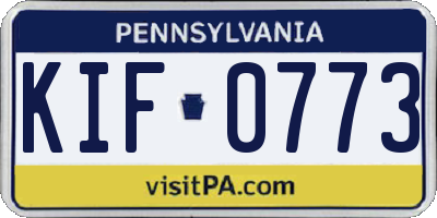 PA license plate KIF0773