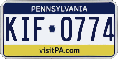 PA license plate KIF0774