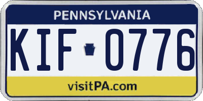 PA license plate KIF0776