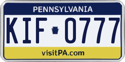 PA license plate KIF0777