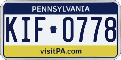 PA license plate KIF0778