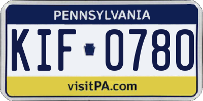 PA license plate KIF0780