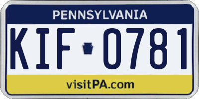PA license plate KIF0781