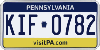 PA license plate KIF0782