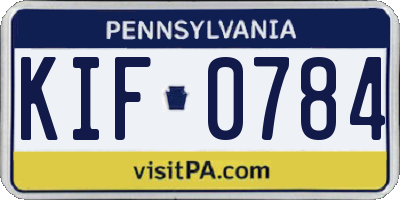 PA license plate KIF0784