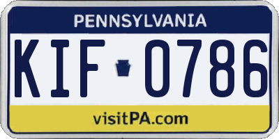 PA license plate KIF0786