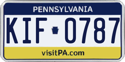 PA license plate KIF0787
