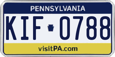 PA license plate KIF0788