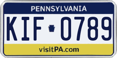 PA license plate KIF0789