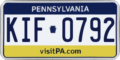 PA license plate KIF0792