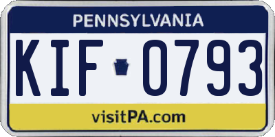 PA license plate KIF0793