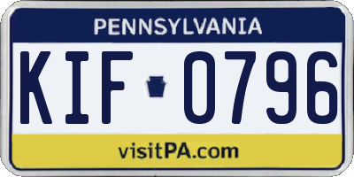 PA license plate KIF0796
