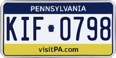 PA license plate KIF0798