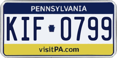 PA license plate KIF0799