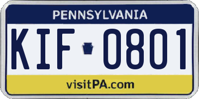 PA license plate KIF0801