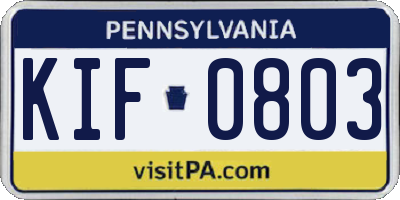 PA license plate KIF0803