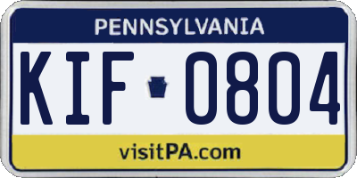 PA license plate KIF0804