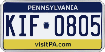 PA license plate KIF0805