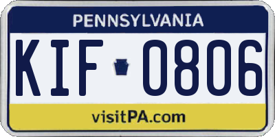 PA license plate KIF0806