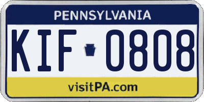 PA license plate KIF0808