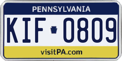 PA license plate KIF0809