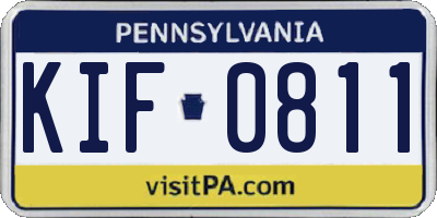 PA license plate KIF0811
