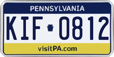 PA license plate KIF0812