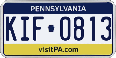 PA license plate KIF0813