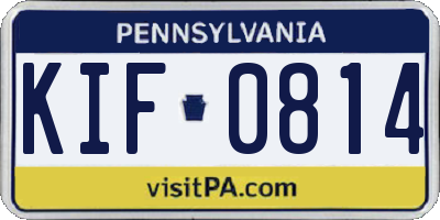 PA license plate KIF0814
