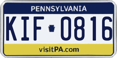 PA license plate KIF0816