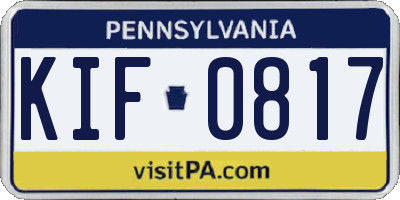 PA license plate KIF0817