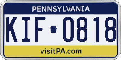 PA license plate KIF0818