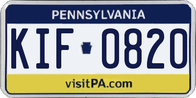 PA license plate KIF0820