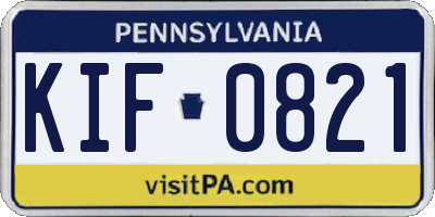 PA license plate KIF0821
