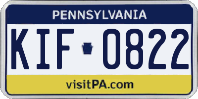 PA license plate KIF0822