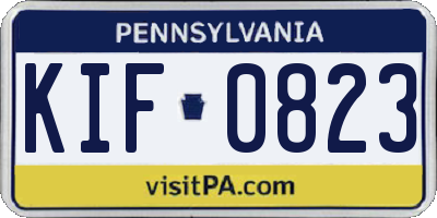 PA license plate KIF0823