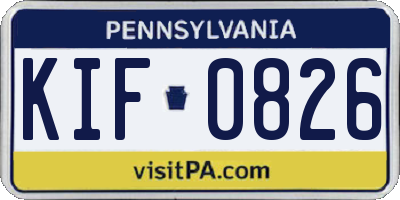 PA license plate KIF0826