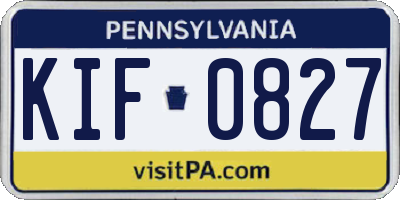 PA license plate KIF0827