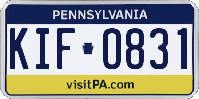 PA license plate KIF0831