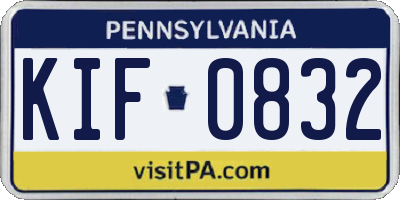 PA license plate KIF0832